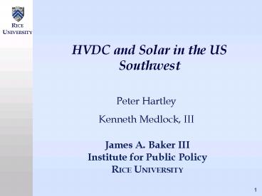 HVDC and Solar in the US Southwest