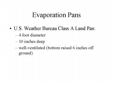 Evaporation Pans