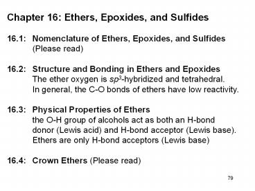 Chapter 16: Ethers, Epoxides, and Sulfides