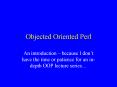 Objected Oriented Perl PowerPoint PPT Presentation
