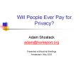 Will People Ever Pay for Privacy? PowerPoint PPT Presentation
