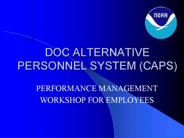 DOC ALTERNATIVE PERSONNEL SYSTEM CAPS