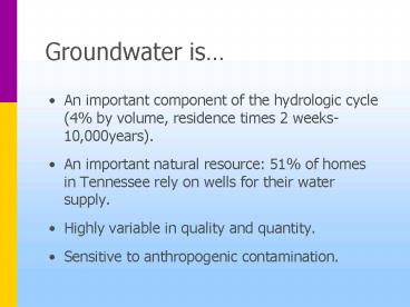 Groundwater is
