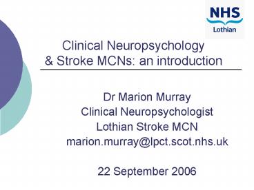 Clinical Neuropsychology