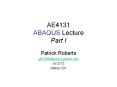 AE4131 ABAQUS Lecture Part I PowerPoint PPT Presentation