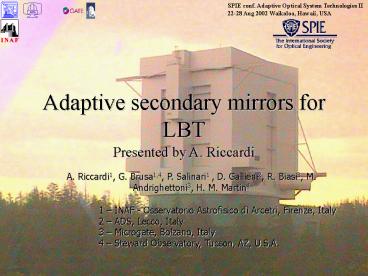 Adaptive secondary mirrors for LBT