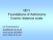 1B11 Foundations of Astronomy Cosmic distance scale