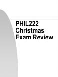 PHIL222 Christmas Exam Review PowerPoint PPT Presentation