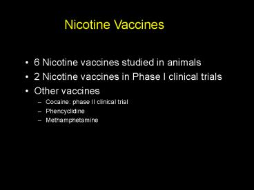Nicotine Vaccines