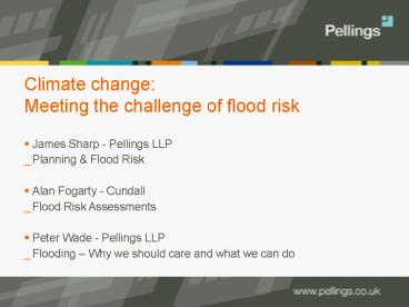 Climate change: Meeting the challenge of flood risk