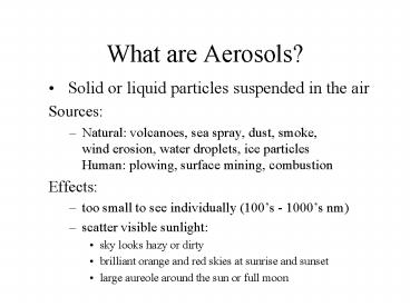 What are Aerosols