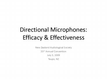 Directional Microphones: Efficacy