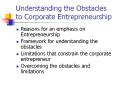 Understanding the Obstacles to Corporate Entrepreneurship PowerPoint PPT Presentation