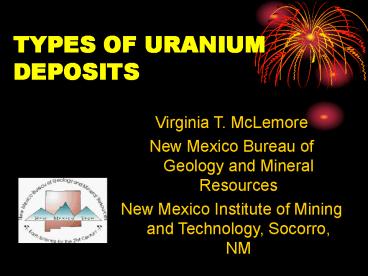 TYPES OF URANIUM DEPOSITS