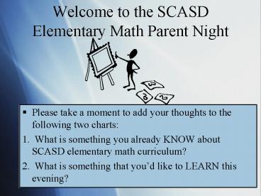 Welcome to the SCASD Elementary Math Parent Night