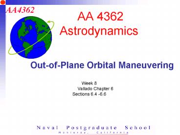 AA 4362 Astrodynamics