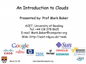 Presented by: Prof Mark Baker