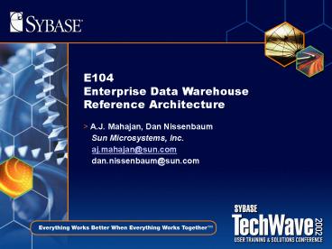 E104 Enterprise Data Warehouse Reference Architecture