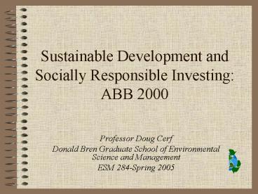 Sustainable Development and Socially Responsible Investing: ABB 2000