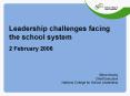 Leadership challenges facing the school system 2 February 2006 PowerPoint PPT Presentation