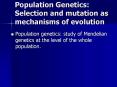 Population Genetics: Selection and mutation as mechanisms of evolution PowerPoint PPT Presentation