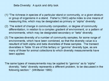 BetaDiversity: A quick and dirty look