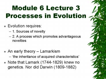 Module 6 Lecture 3 Processes in Evolution