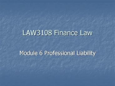 LAW3108 Finance Law