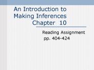 An Introduction to Making Inferences Chapter 10