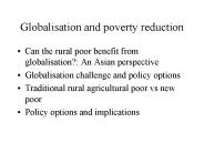 Globalisation and poverty reduction