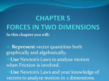CHAPTER 5 FORCES IN TWO DIMENSIONS