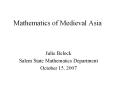 Mathematics of Medieval Asia PowerPoint PPT Presentation