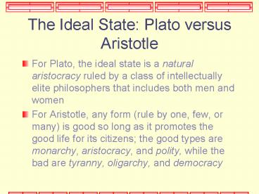 The Ideal State: Plato versus Aristotle