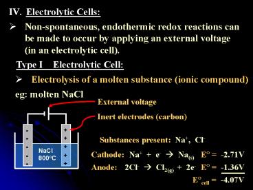 Electrolytic Cells:
