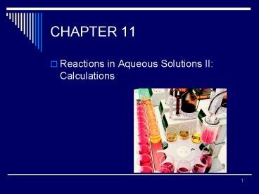Reactions in Aqueous Solutions II: Calculations