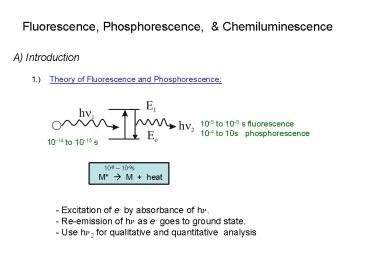 Fluorescence, Phosphorescence,