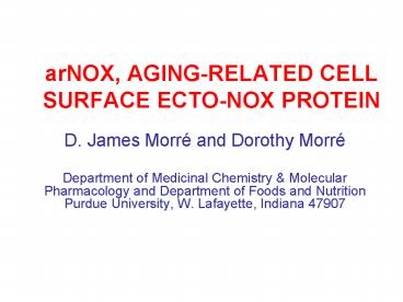 arNOX, AGINGRELATED CELL SURFACE ECTONOX PROTEIN