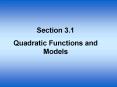 Quadratic Functions and Models PowerPoint PPT Presentation