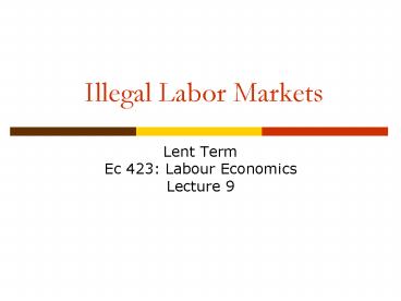 Illegal Labor Markets
