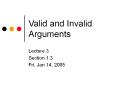 Valid and Invalid Arguments PowerPoint PPT Presentation