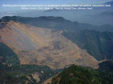 Earthquaketriggered increase in sediment delivery from an active mountain belt