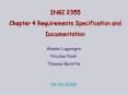 INGI 2355 Chapter 4 Requirements Specification and Documentation PowerPoint PPT Presentation