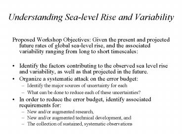 Understanding Sealevel Rise and Variability