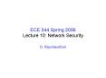 ECE 544 Spring 2006 Lecture 10: Network Security PowerPoint PPT Presentation