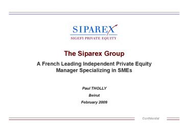 SIGEFI SIPAREX INGENIERIE ET FINANCE