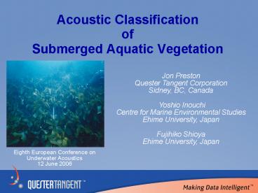 Acoustic Classification of Submerged Aquatic Vegetation