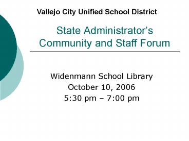 State Administrators Community and Staff Forum