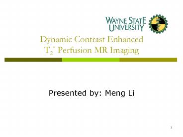 Dynamic Contrast Enhanced T2 Perfusion MR Imaging