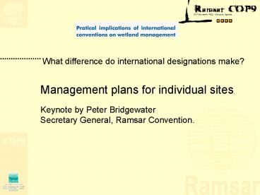 Management plans for individual sites'