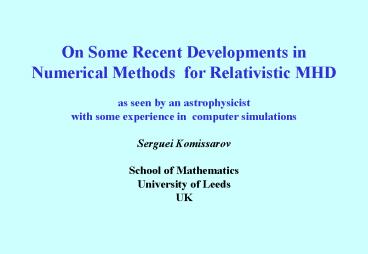 On Some Recent Developments in Numerical Methods for Relativistic MHD